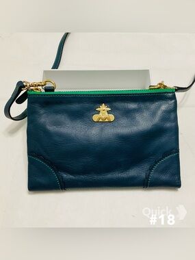 Bi-fold leather credit card holder - zippered small crossbody bag